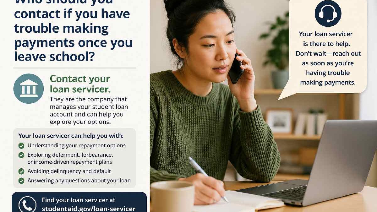 Who Should You Contact If You Have Trouble Making Payments Once You Leave School?